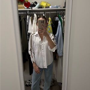 Zara White Casual Button Down Shirt